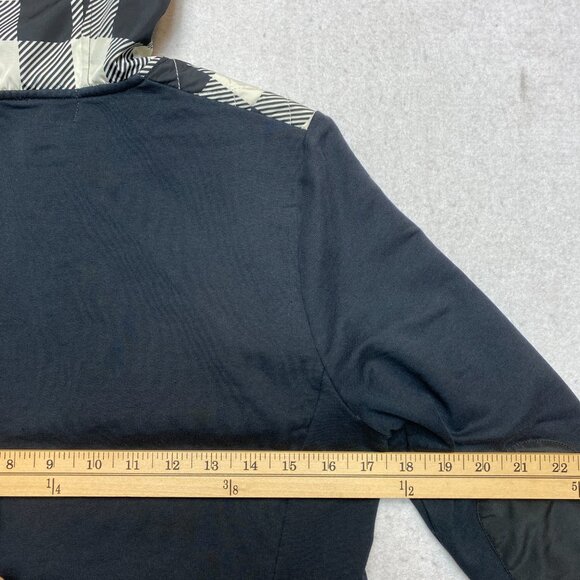 LRL Ralph Lauren Hoodie Womens M Black Full Zip Chess Board Elbow Patches - Picture 9 of 10
